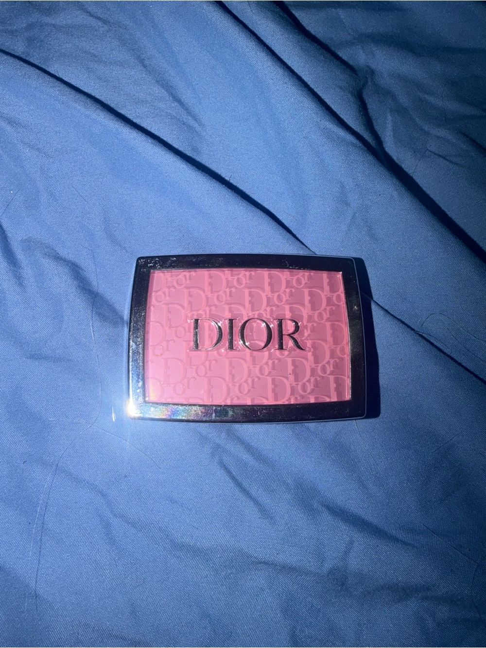 Dior Pink Monogram Compact with Silver Trim